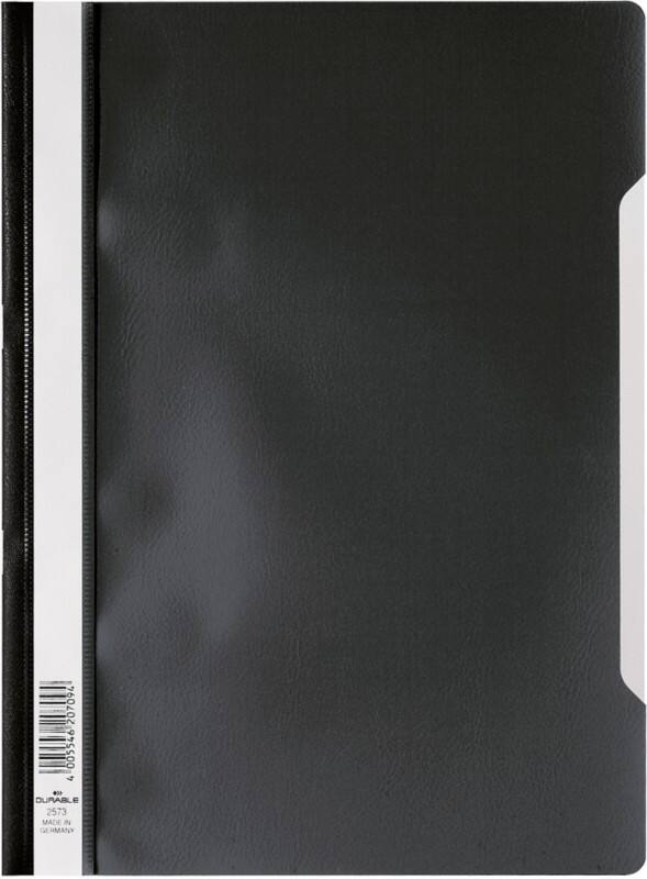 DURABLE Schnellhefter 257301 DIN A4 Schwarz PP Mit ganzseitigem Beschriftungsstreifen. 22,5 x 30,9 cm