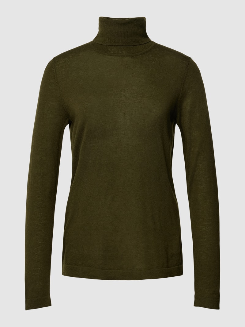 Strickpullover mit Rollkragen in olivgrün