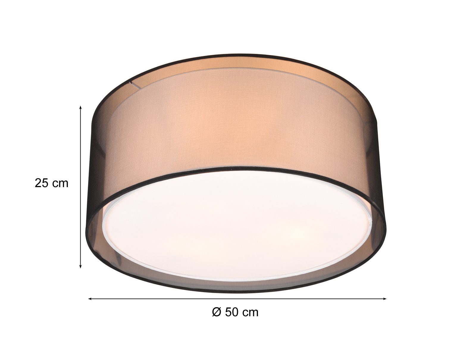 meineWunschleuchte LED Deckenleuchte, Dimmfunktion, LED wechselbar, Warmweiß, Design-er Lampe mit Stoff Lampen-schirm, Treppenhaus & Galerie Ø 50cm