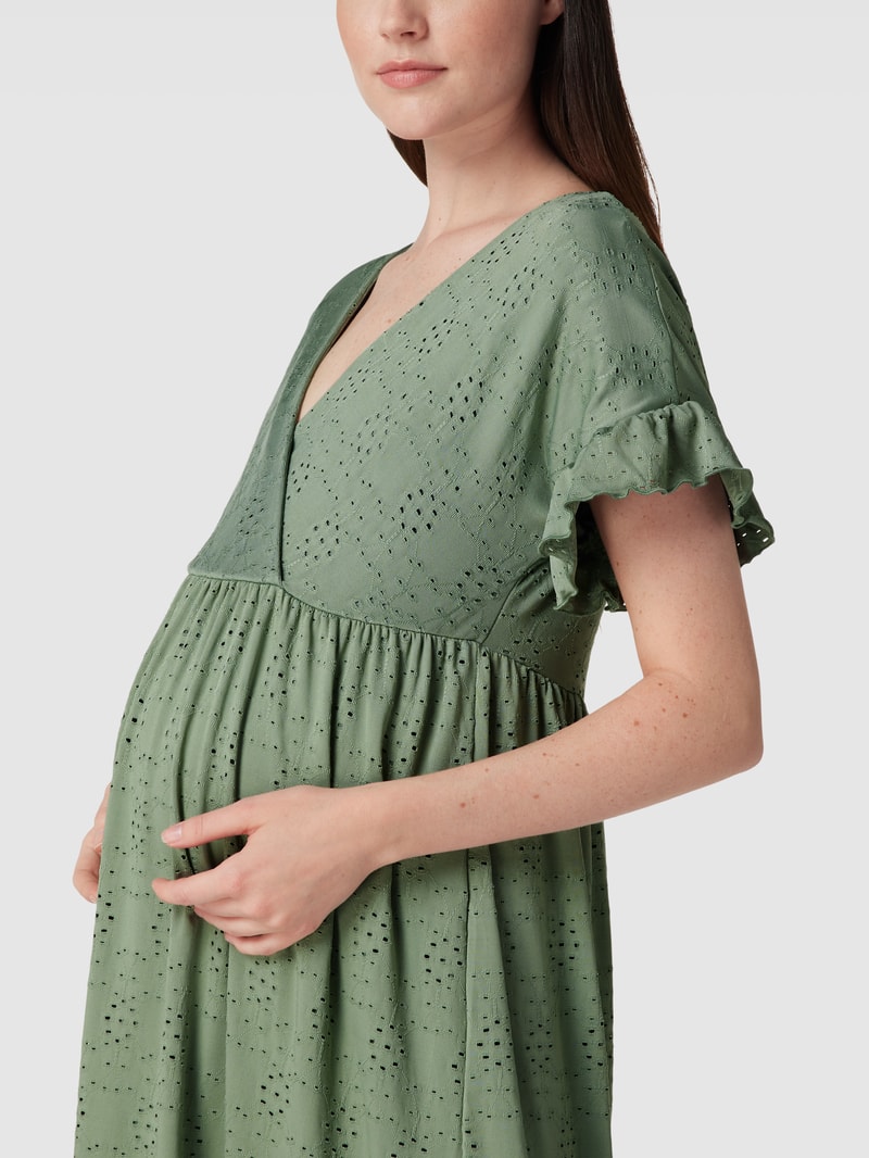 Umstands-Kleid mit Lochstickerei Modell 'Dinne Tess' in khaki