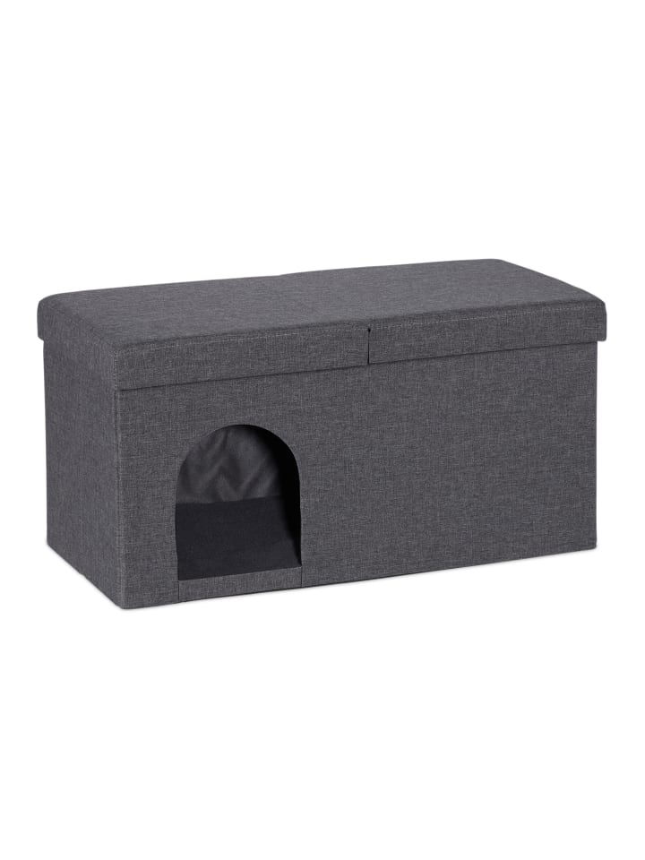 relaxdays Katzenhöhle in Grau - (B)74,5 x (H)38,5 x (T)37 cm günstig kaufen onesize