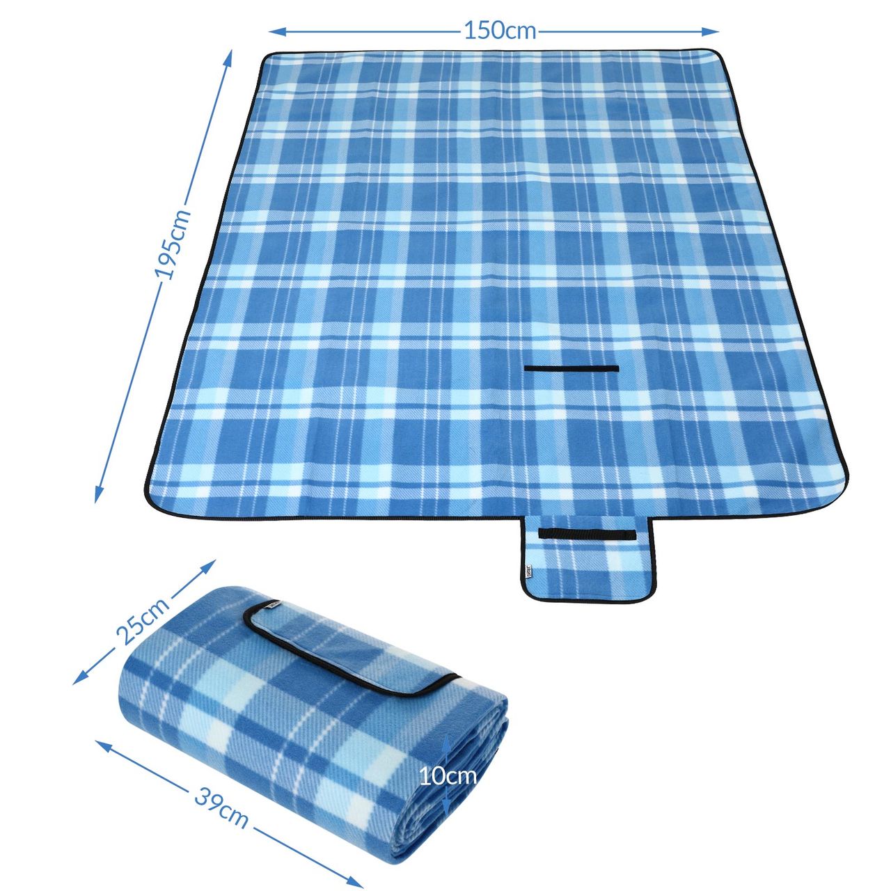 Detex Picknickdecke Blau/Weiß 1,95x1,5m