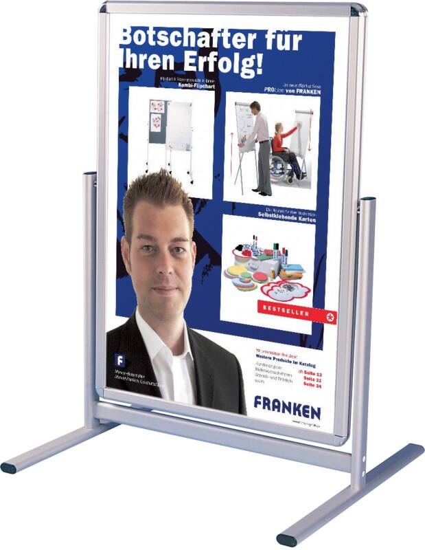 Franken Kundenstopper Freistehend DIN A1 Aluminium, PVC (Polyvinylchlorid) Silber Wasserabweisend, Windbeständig