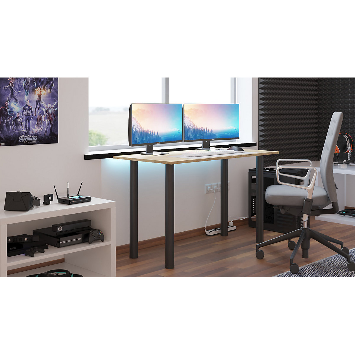 Gaming Schreibtisch mit LED Beleuchtung onesize