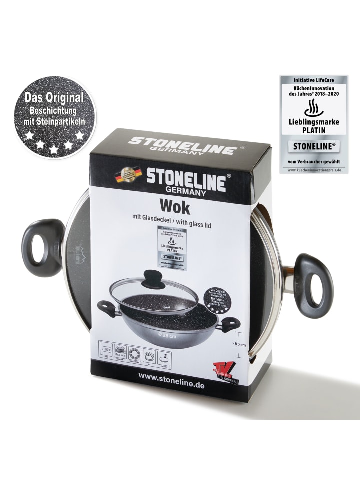 Stoneline Wokpfanne 28 cm | mit Deckel in Anthrazit günstig kaufen Ø 28 cm
