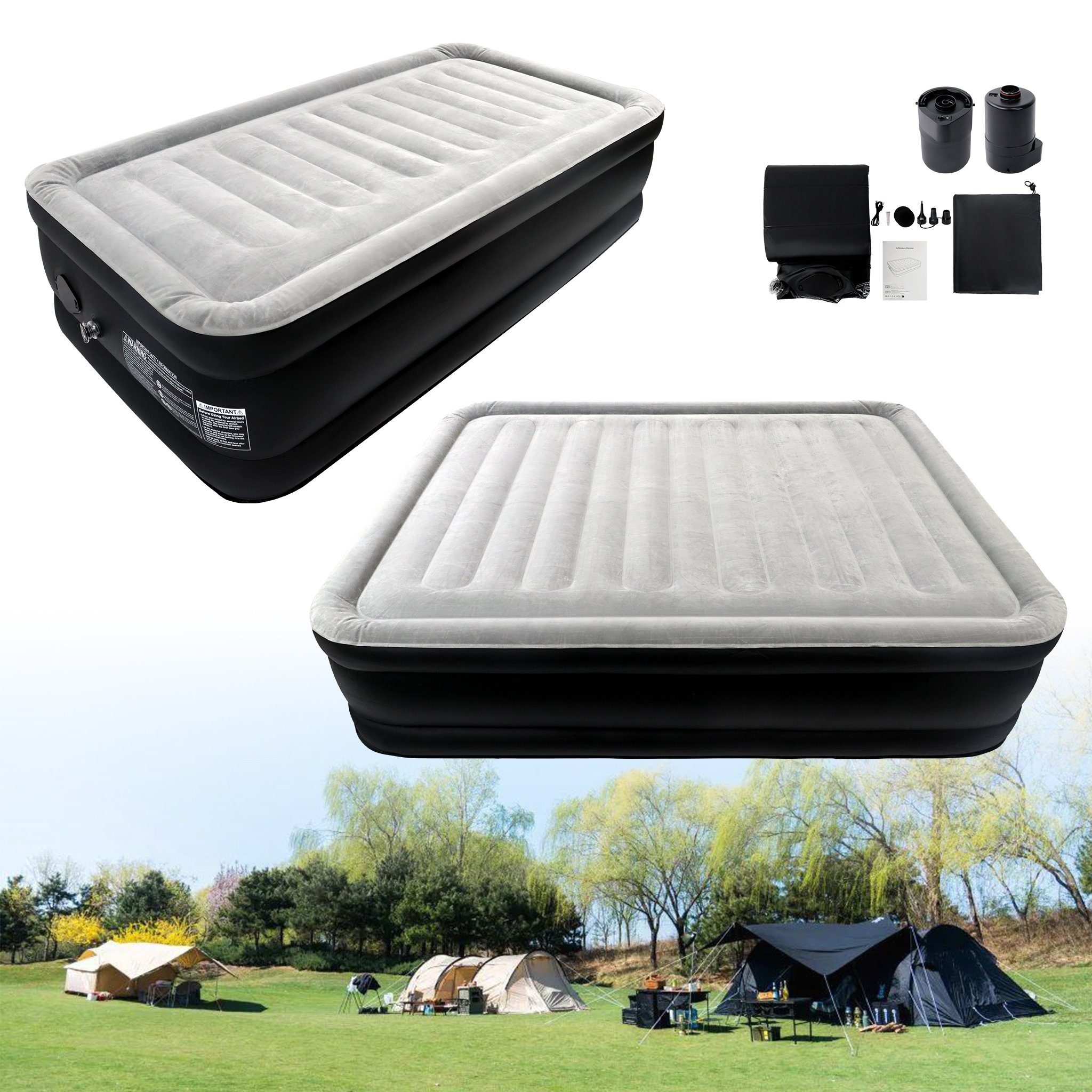 AUFUN Luftbett mit Integrierter Elektrischer Pumpe max 300KG für Camping