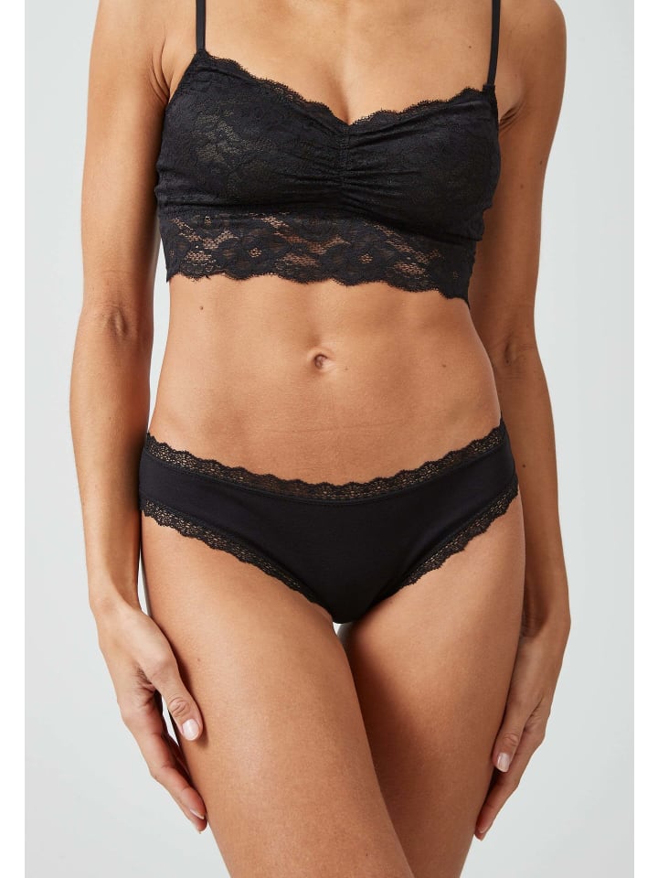 SNOCKS Tangas mit Spitze aus Bio-Baumwolle 3 Stück in Schwarz günstig kaufen
