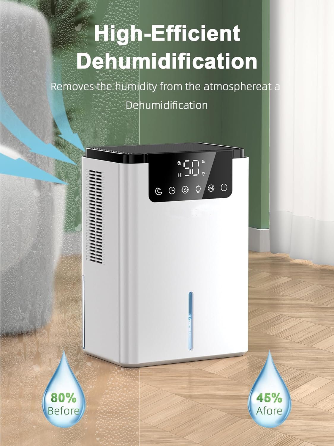 ASLENY Luftentfeuchter Elektrischer Luftentfeuchter, 2500 ml, Raumluftentfeuchter, leiser Luftentfeuchter mit Abtaufunktion und Schlafmodus
