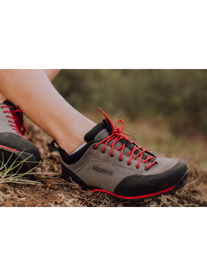 GUGGEN MOUNTAIN Wanderschuhe Gummikappe in Grau-Rot günstig kaufen