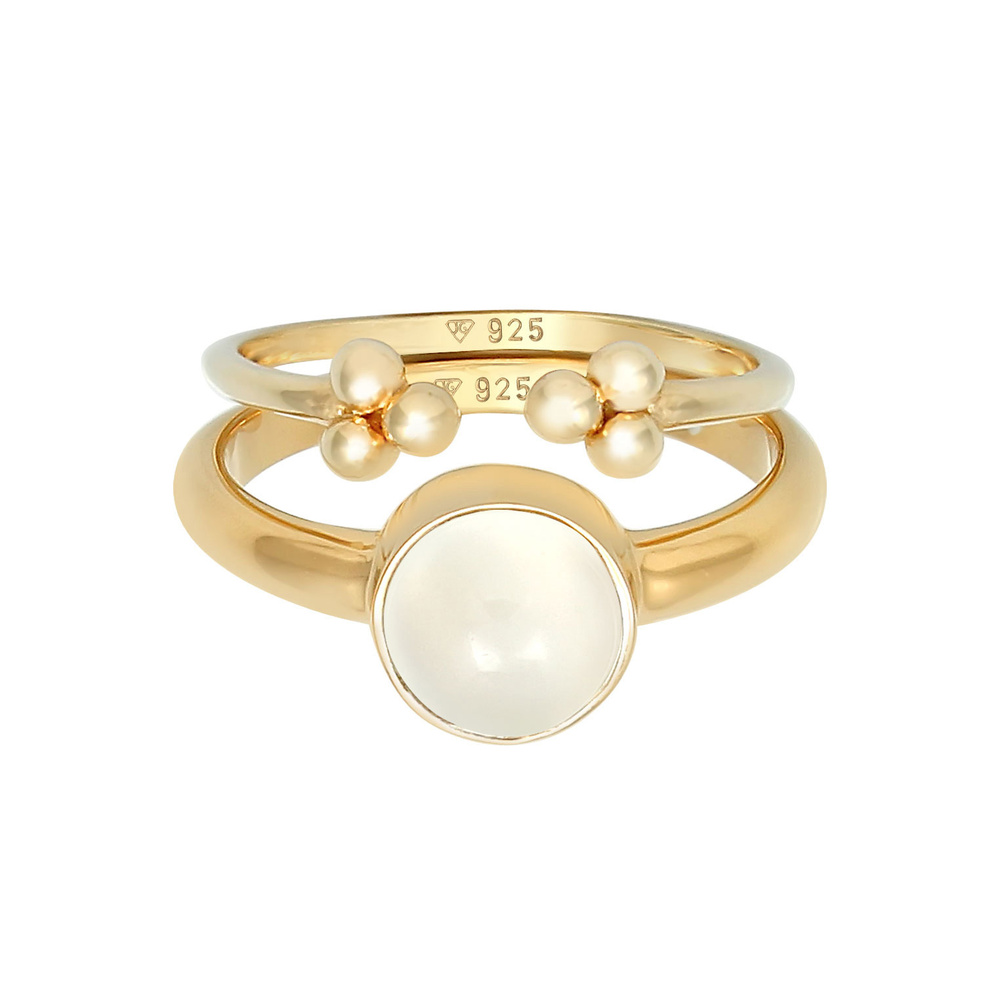 Elli PREMIUM Elli PREMIUM Bague Duo pour dames Classique Elégant Tendance Minimal avec pierre  Bague