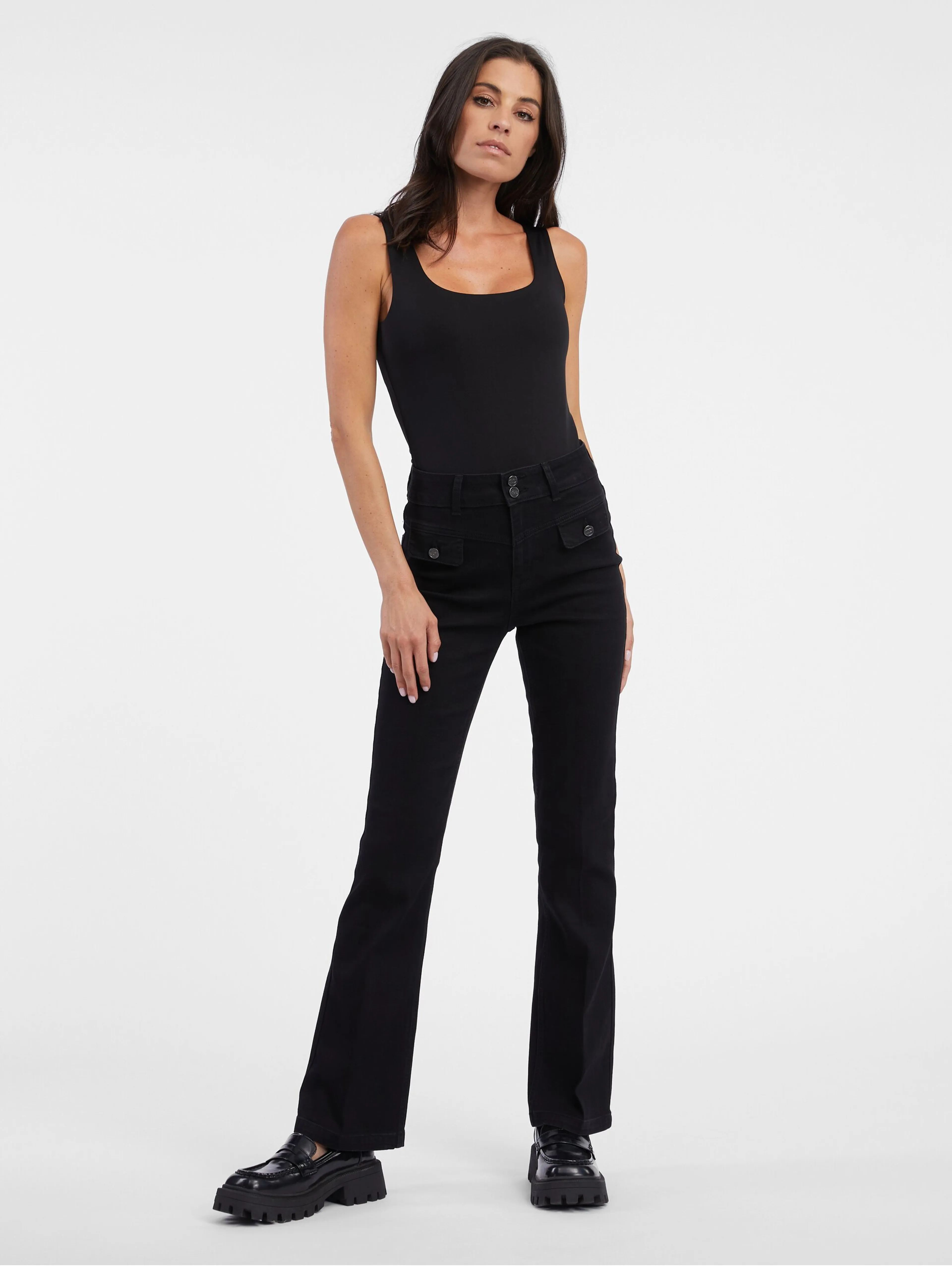 Schwarze Damen-Bootcut-Jeans ORSAY
