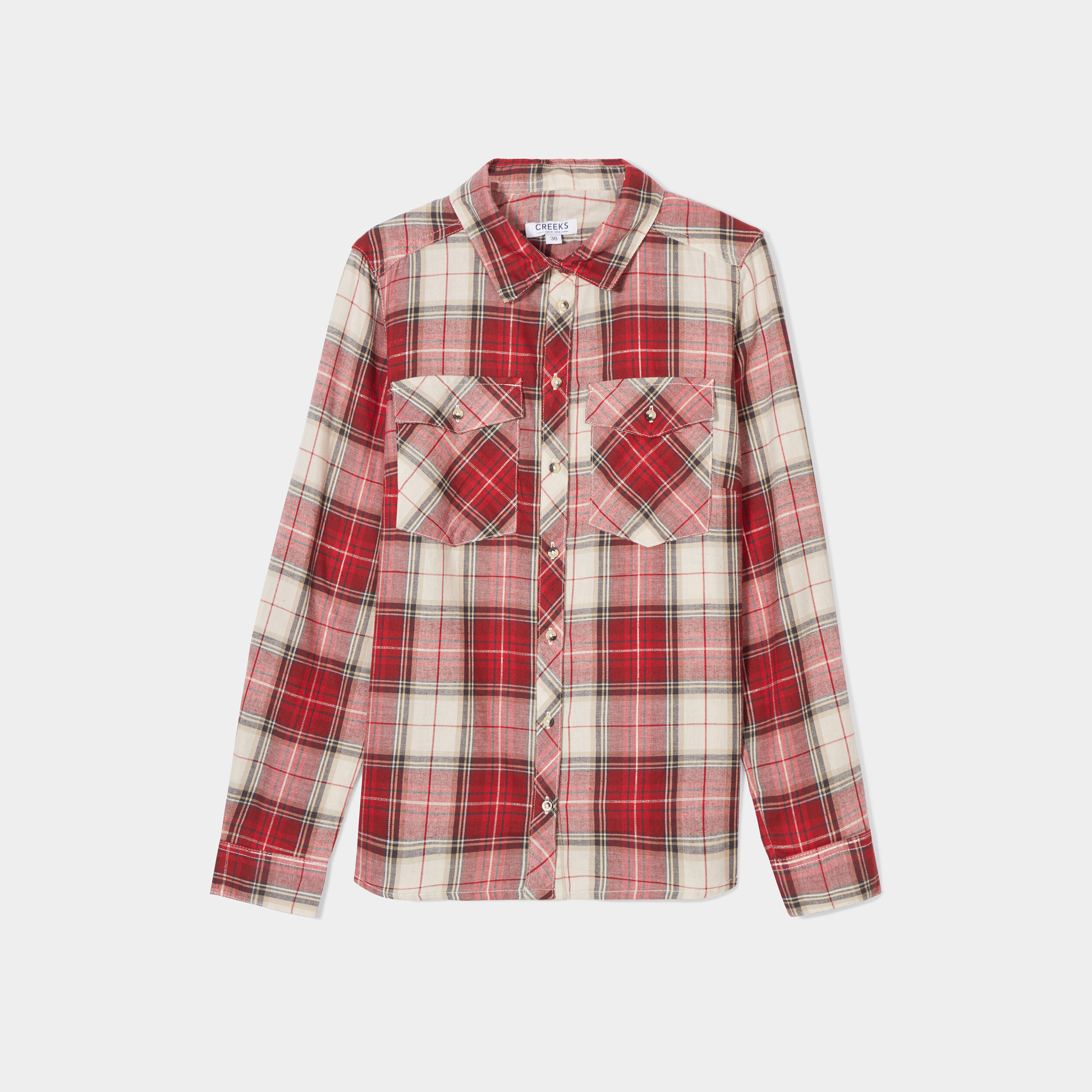 Chemise manches longues avec poches rouge femme | La Halle