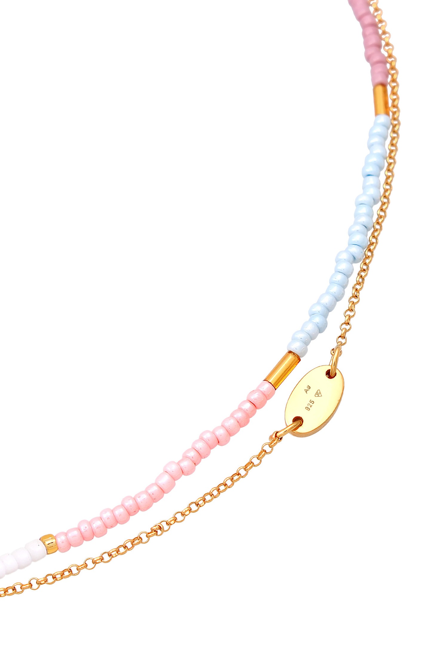 Collana girocollo da donna Elli con perle pastello a strati in argento sterling 925 placcato oro