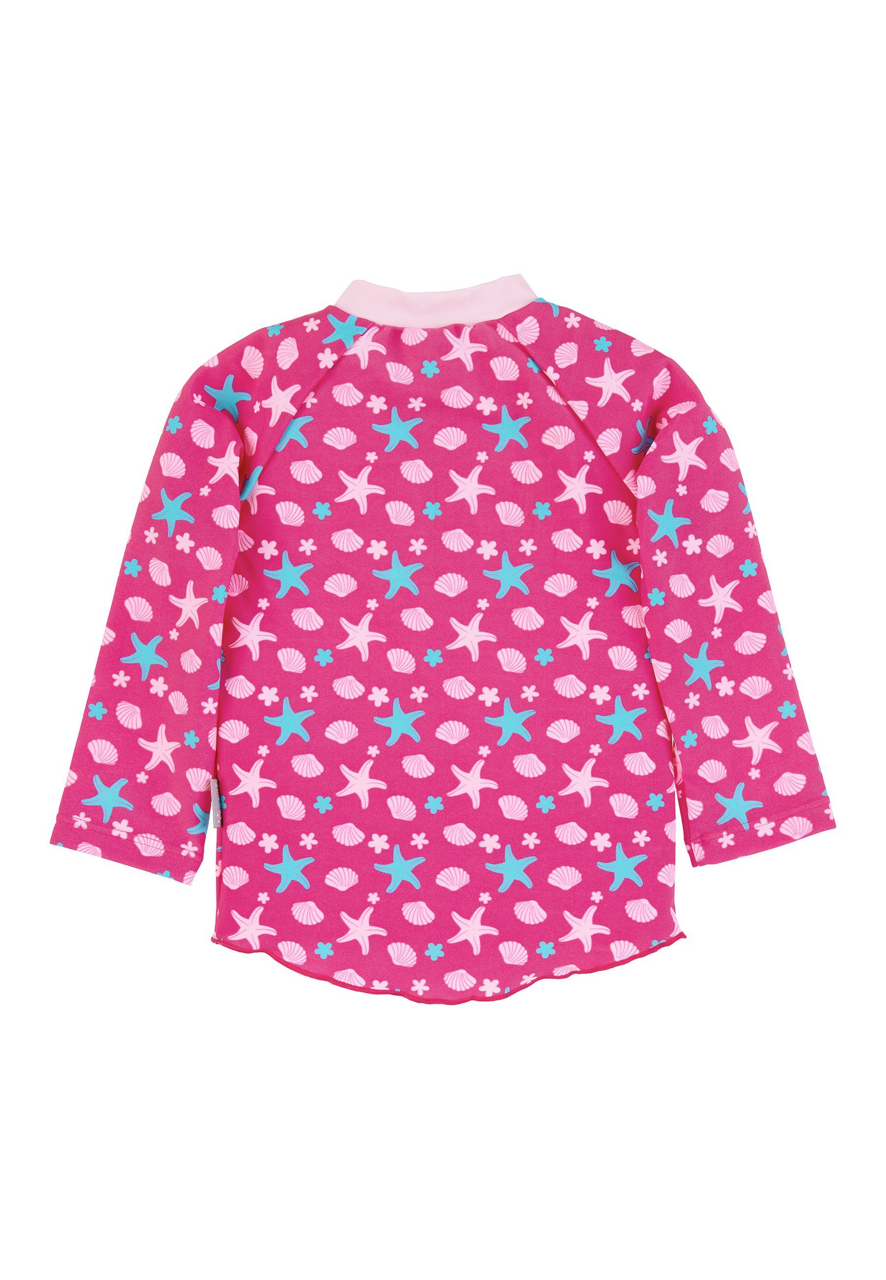 Sterntaler® Badeanzug Langarm-Schwimmshirt Seesterne Schwimmshirt Kinder - Langarm-Schwimm Shirt in Magenta mit Muscheln und Seesternen, UV-Schutz 50+ Badeshirt Baby Mädchen mit Frontzipper und Kinnschutz