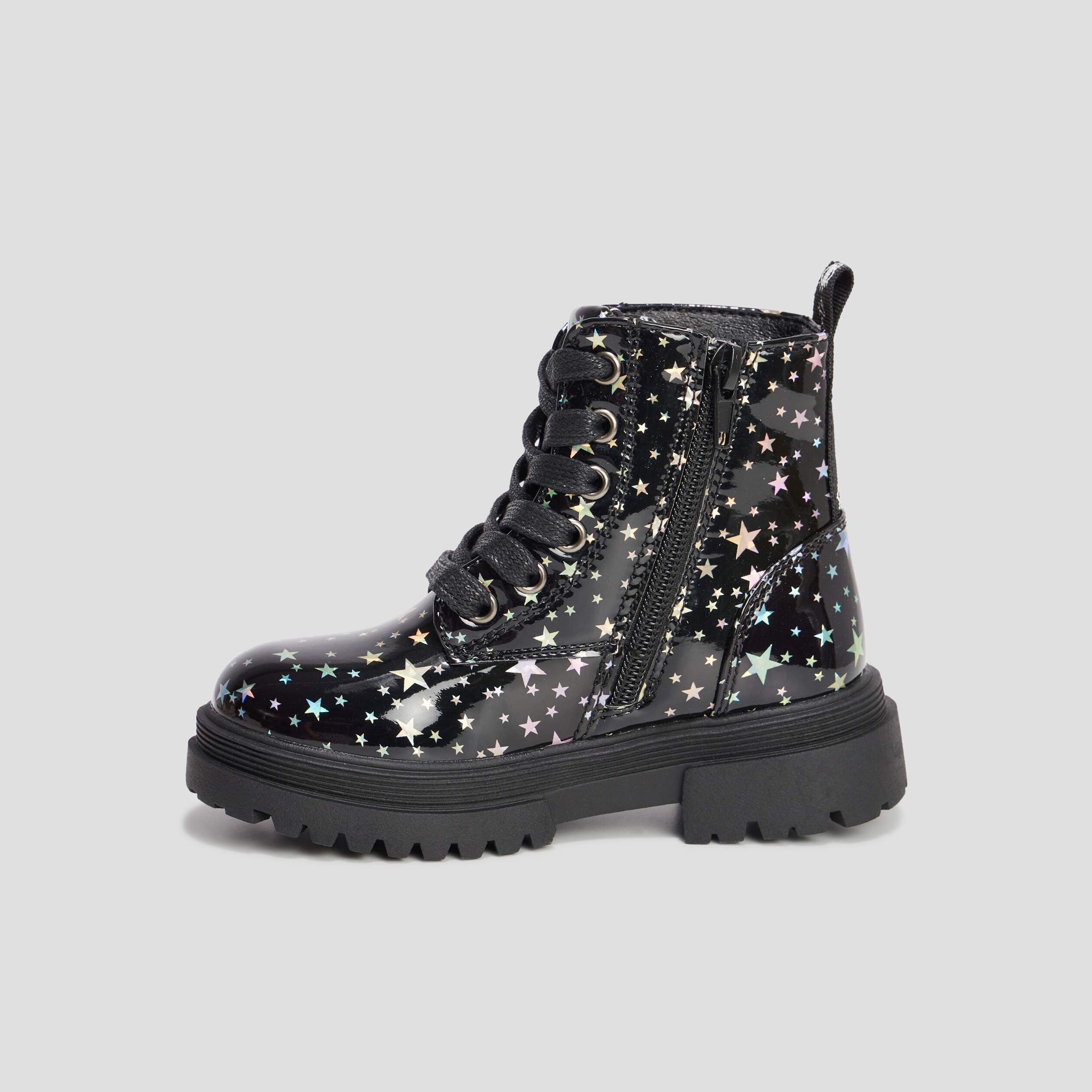 Bottines vernies semelles crantées noir fille | La Halle