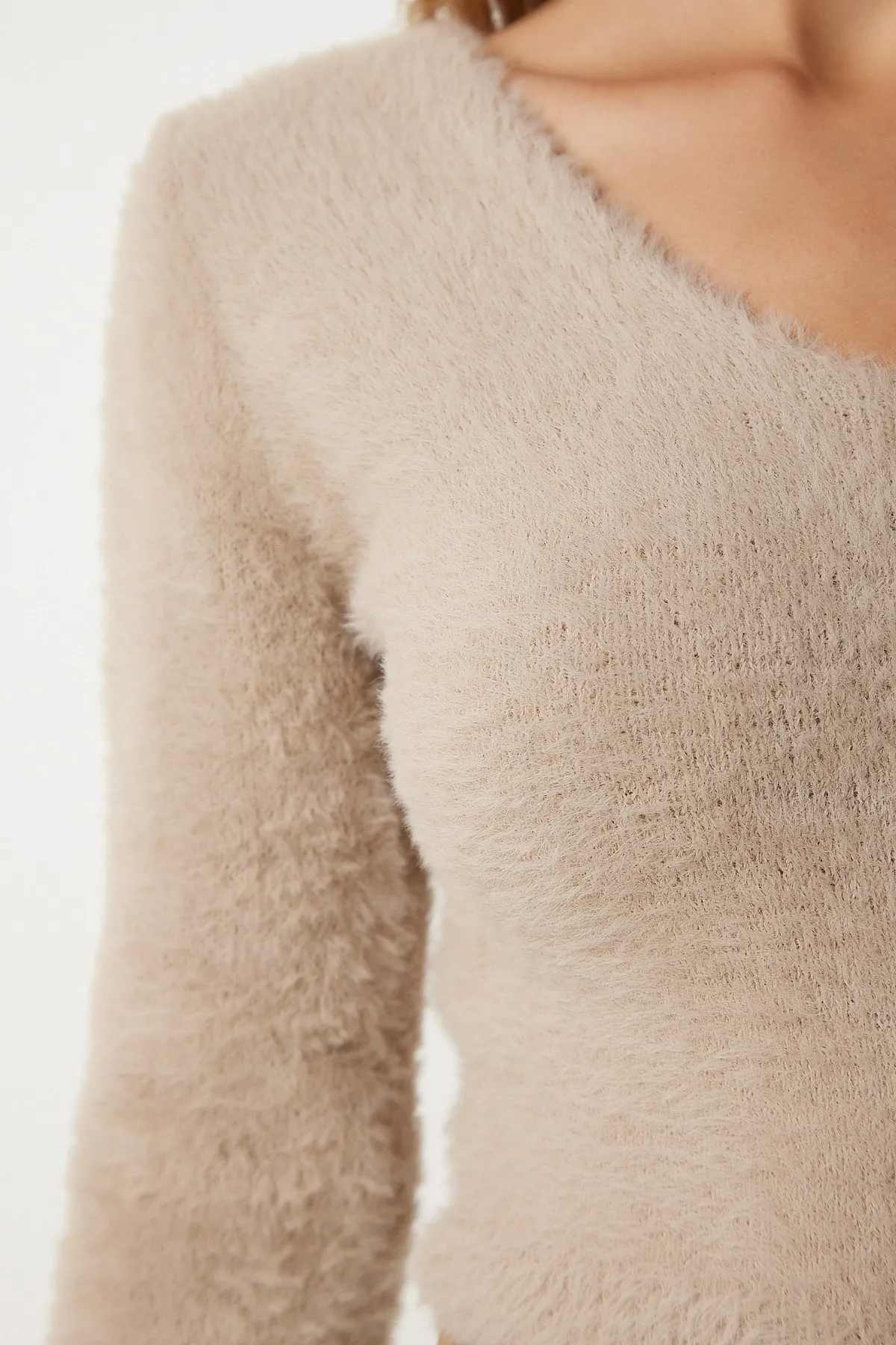 Happiness İstanbul  Pullover - Beige - Figurbetont
