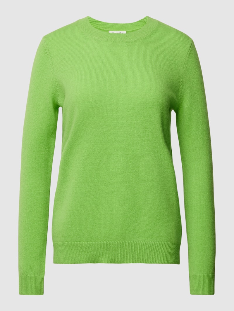 Kaschmirpullover in melierter Optik in apfelgrün