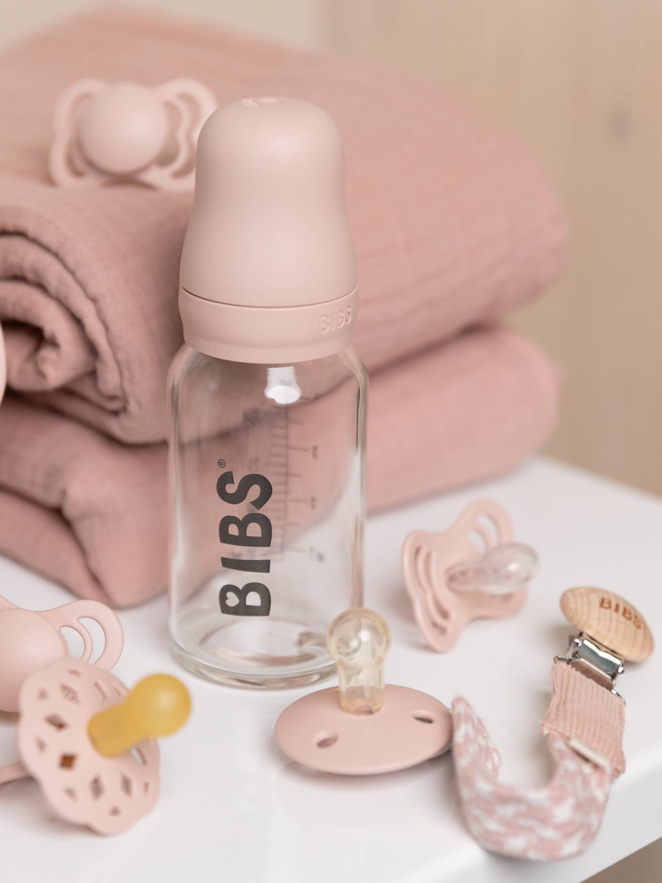 Biberon en verre 110 ml BIBS rose