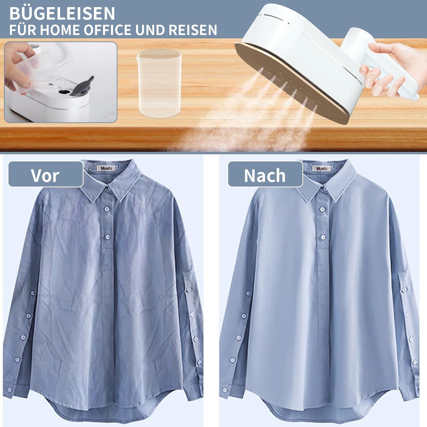 JOEAIS Dampfbügeleisen Reise Bügeleisen Mini Kabellos Dampfbügeleisen Klein 1200W 120ML, LED Display 20s Quick Heating Iron Steamer für Zuhause und Unterwegs