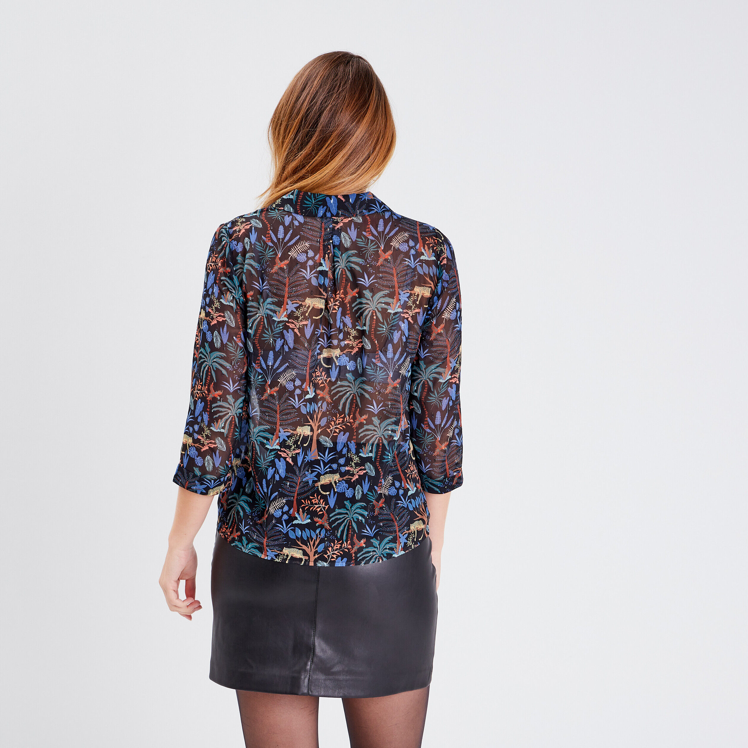 Blouse manches 3/4 noir femme | Cache Cache