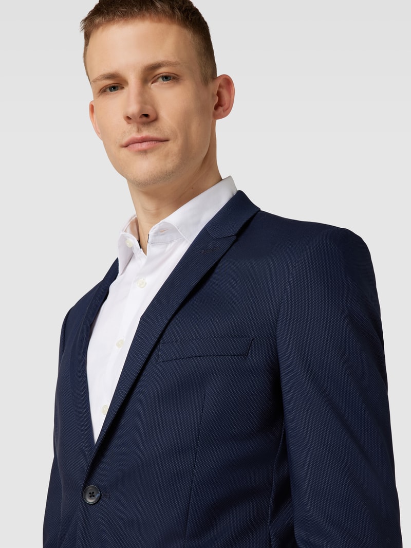 2-Knopf-Sakko mit Allover-Muster Modell 'TONE JERSY' in dunkelblau