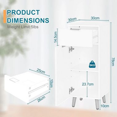 EUGAD Badkommode (1 St), Badezimmerschrank mit Schublade, 2 Ablagen, aus MDF