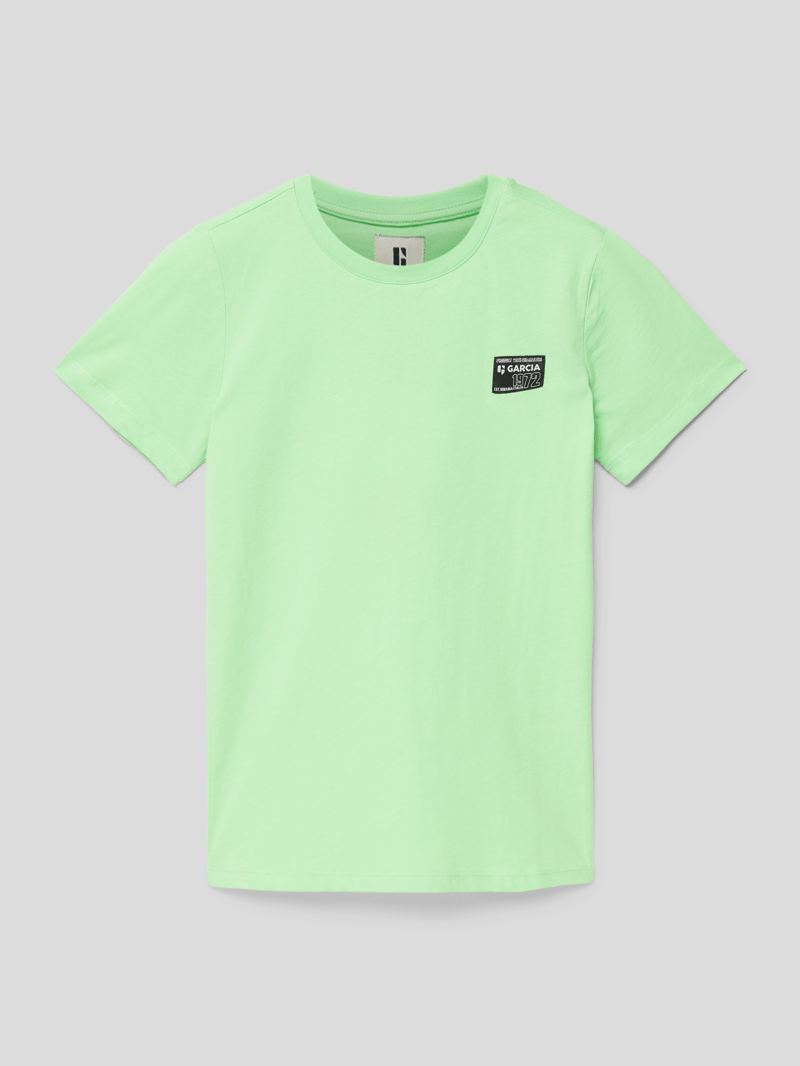 T-Shirt mit Label-Patch in neon grün