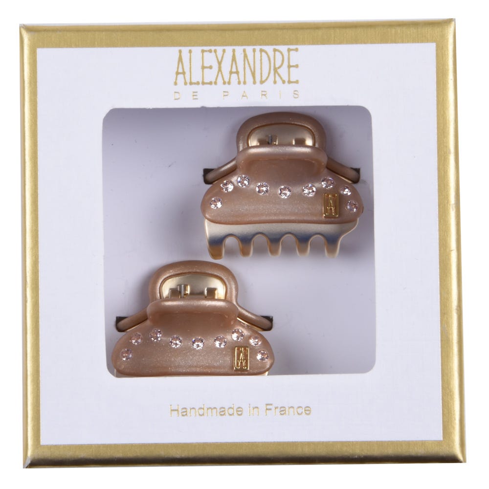 Alexandre de Paris Pince Vendôme Baby mit Straßreihe Champagner/ Gold 2 Stk.