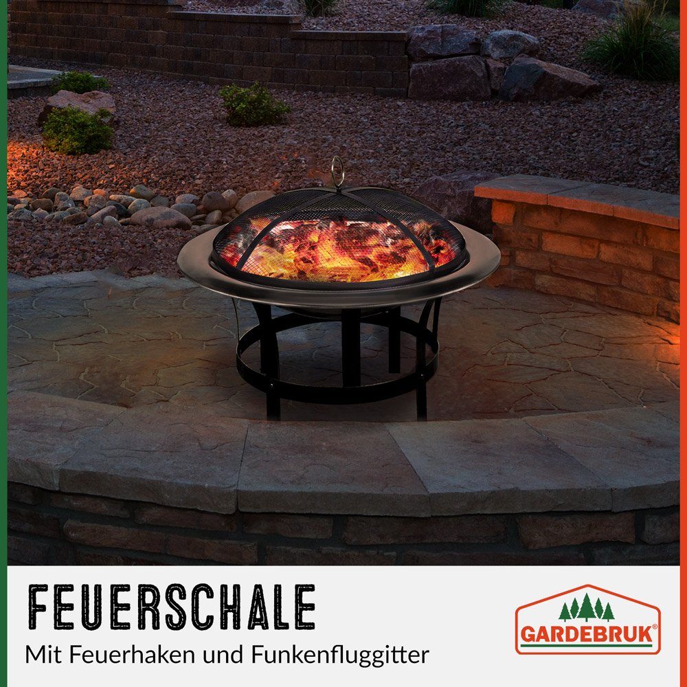 Gardebruk Feuerschale, Feuerstelle 75cm Edelstahl Funkenschutz Garten Outdoor Balkon Grill
