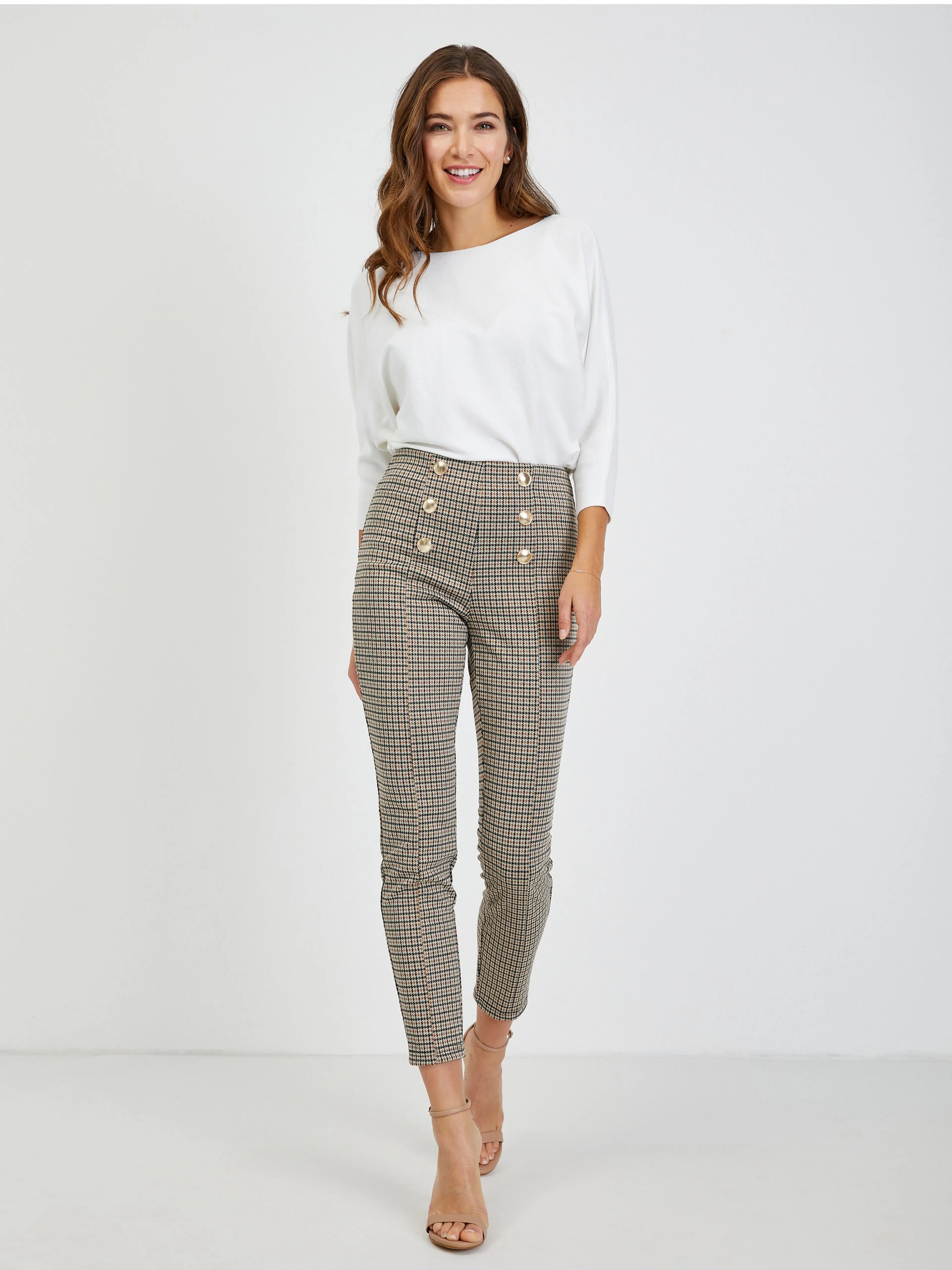 Beige gemusterte Damenhose ORSAY