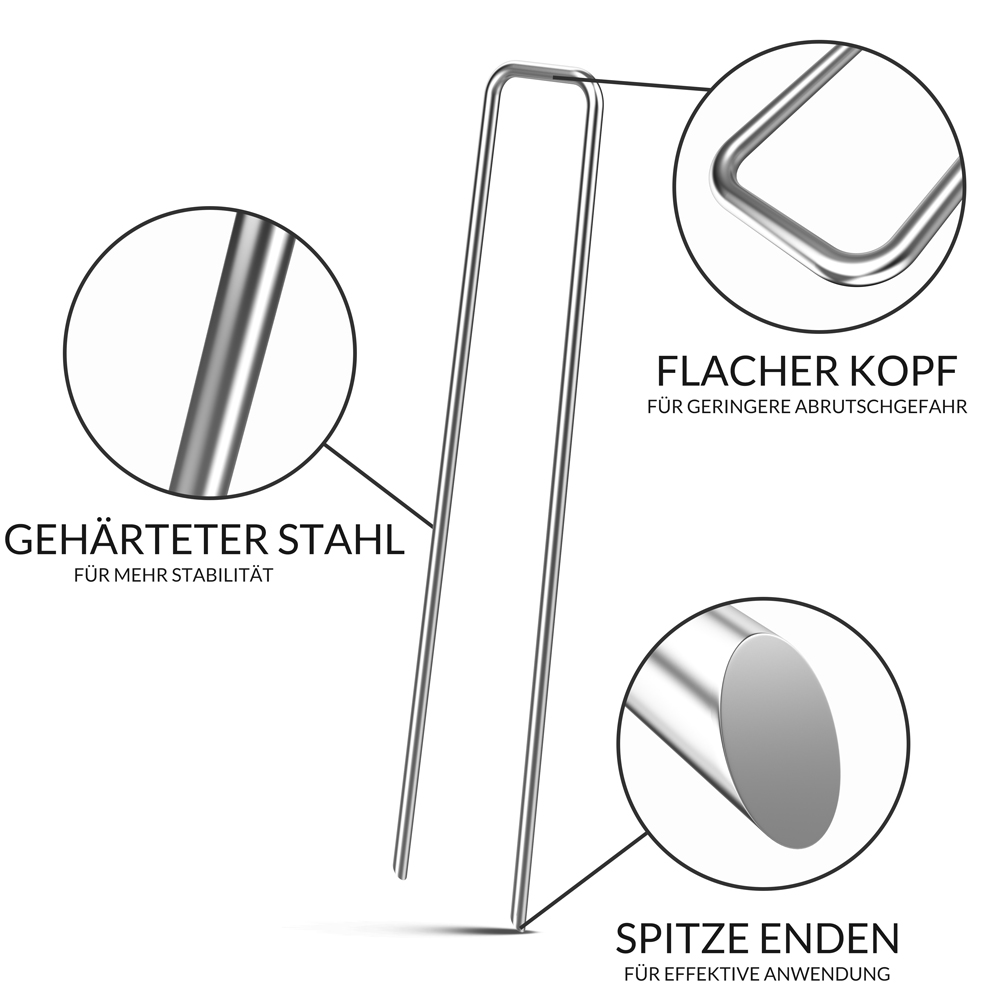 DEUBA Heringe U 50er Set 15cm - 3mm silber