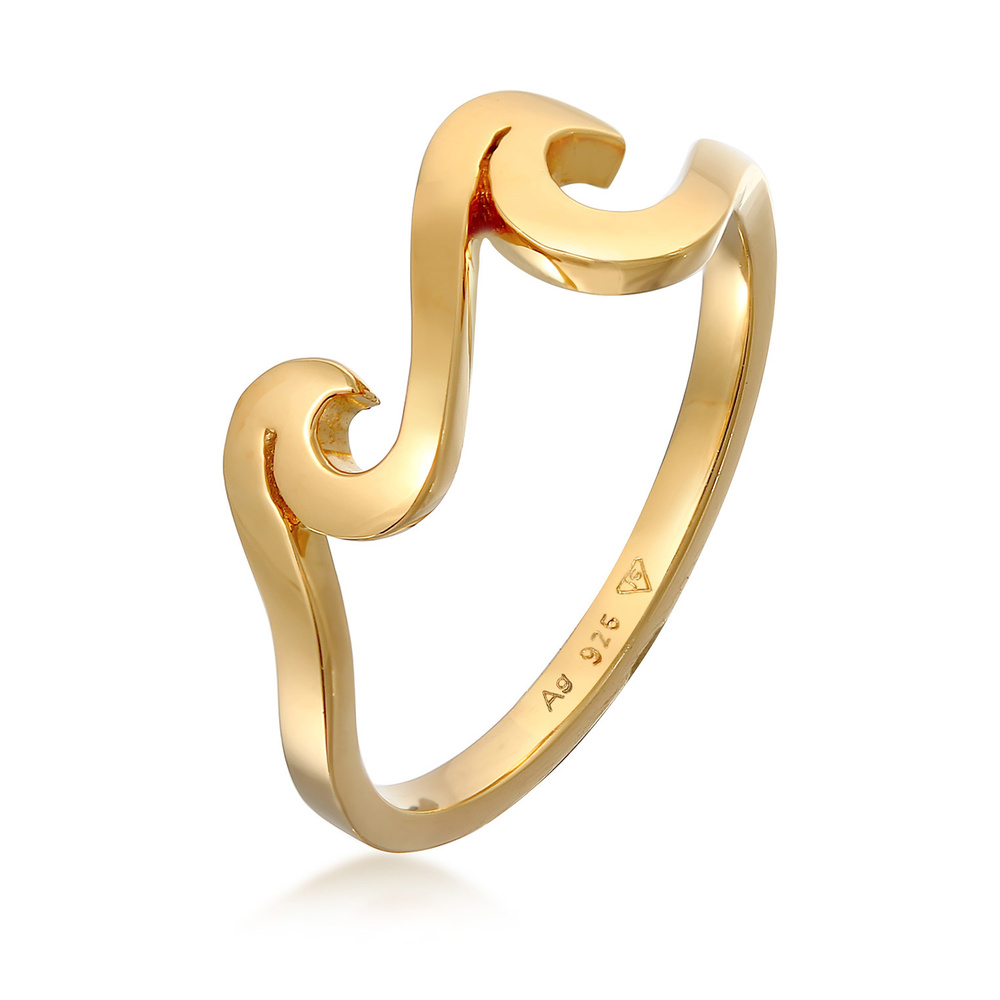 Elli Elli Bague Femmes Vagues Maritime Basique en Argent Sterling 925 Bague
