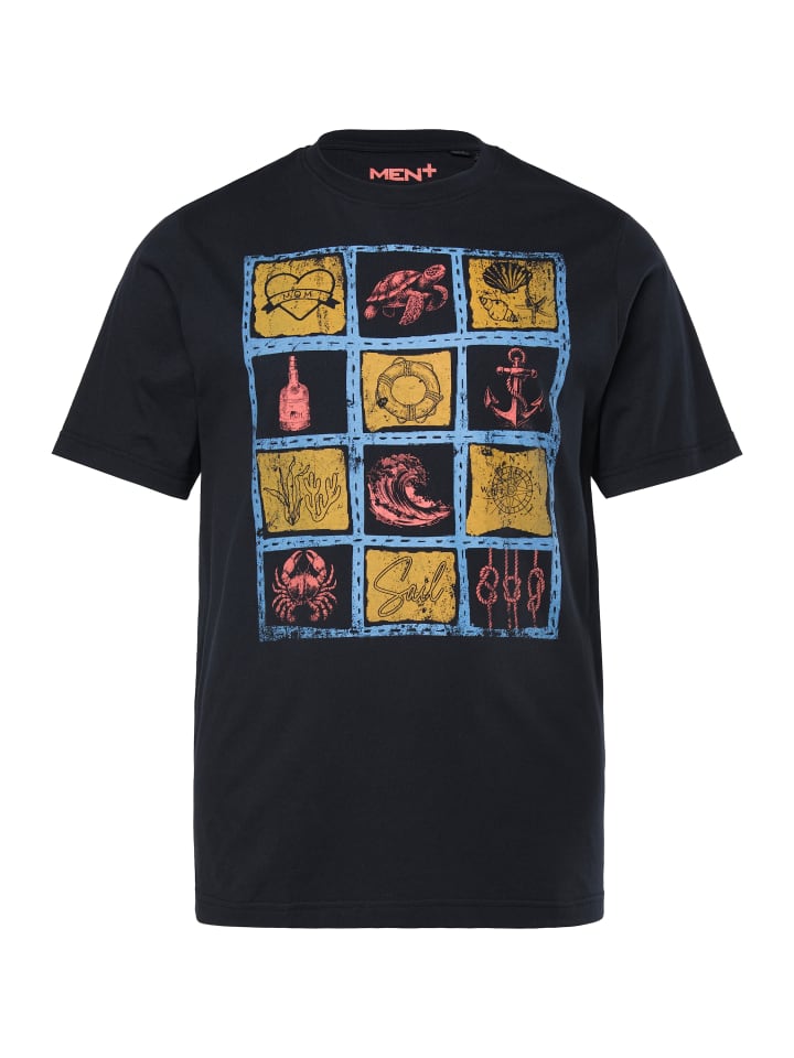 Men Plus Kurzarm T-Shirt in schwarz günstig kaufen