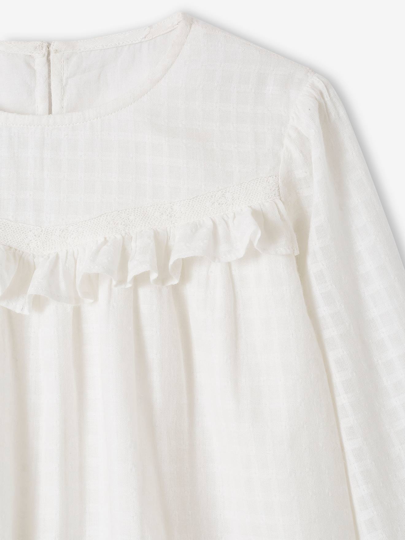 Vertbaudet Mädchen Rüschenbluse - wollweiß