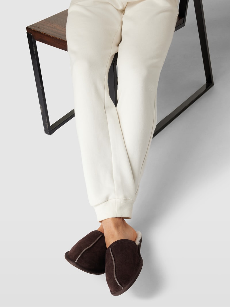 Hausschuhe aus Leder Modell 'SCUFF' in dunkelbraun