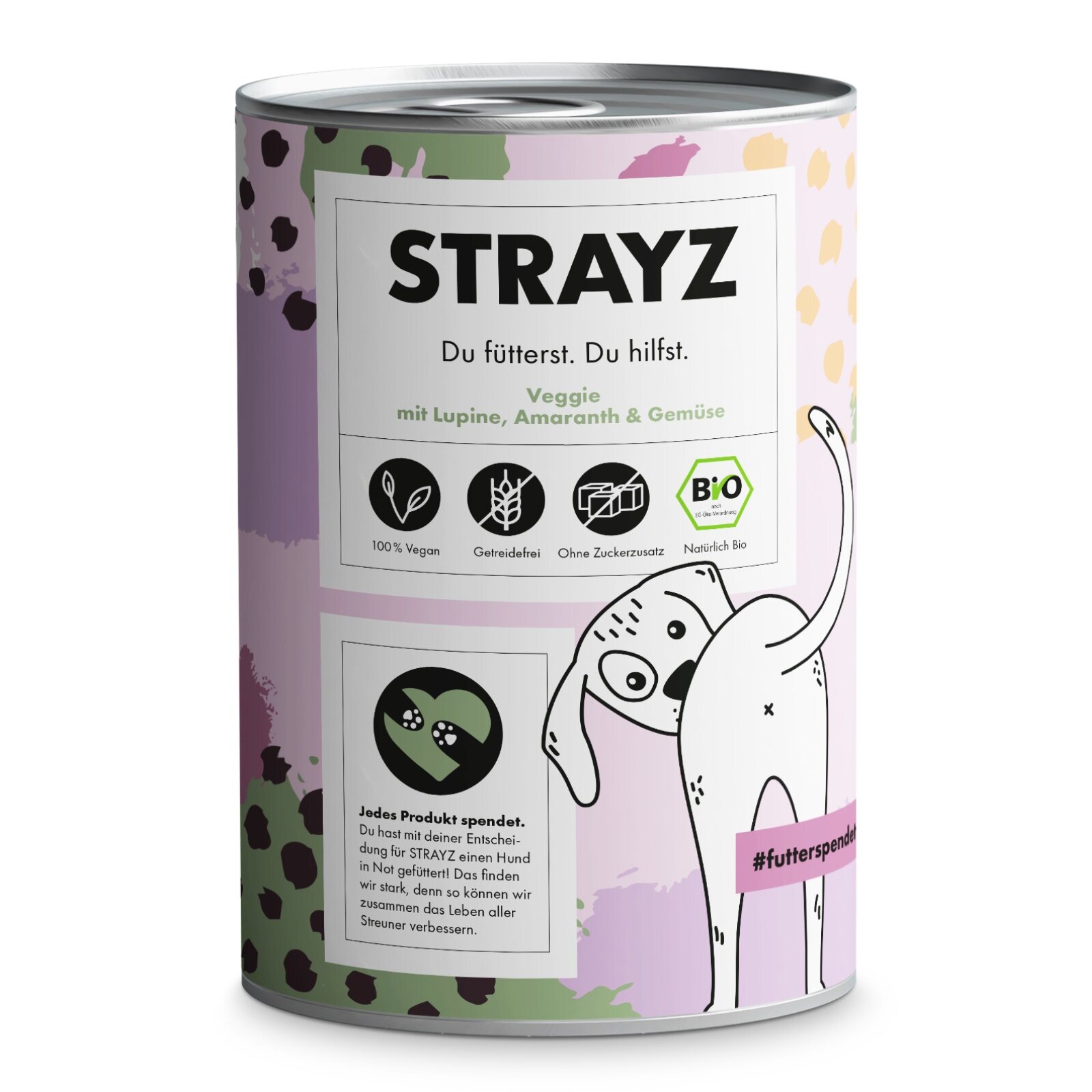 STRAYZ Hundenassfutter STRAYZ BIO 6x400g Veggie Lupine mit Amaranth & Gemüse