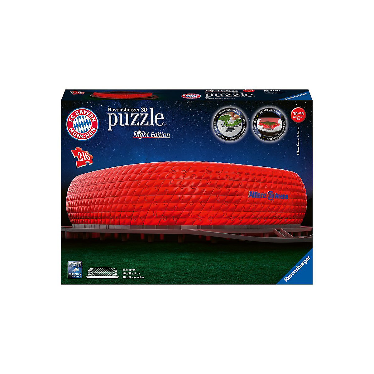 3D-Puzzle Night mit LED, B46cm, 216 Teile, Allianz Arena bei Nacht