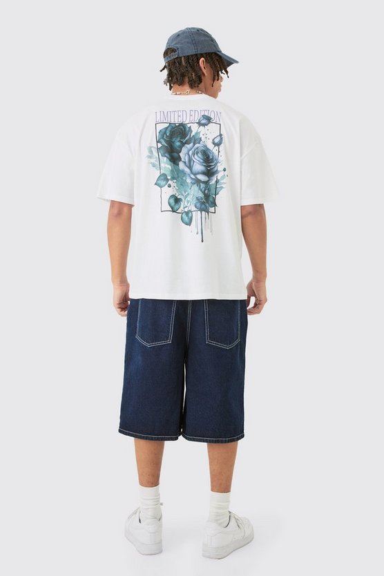 Oversize T-Shirt mit floralem Limited Edition Print
