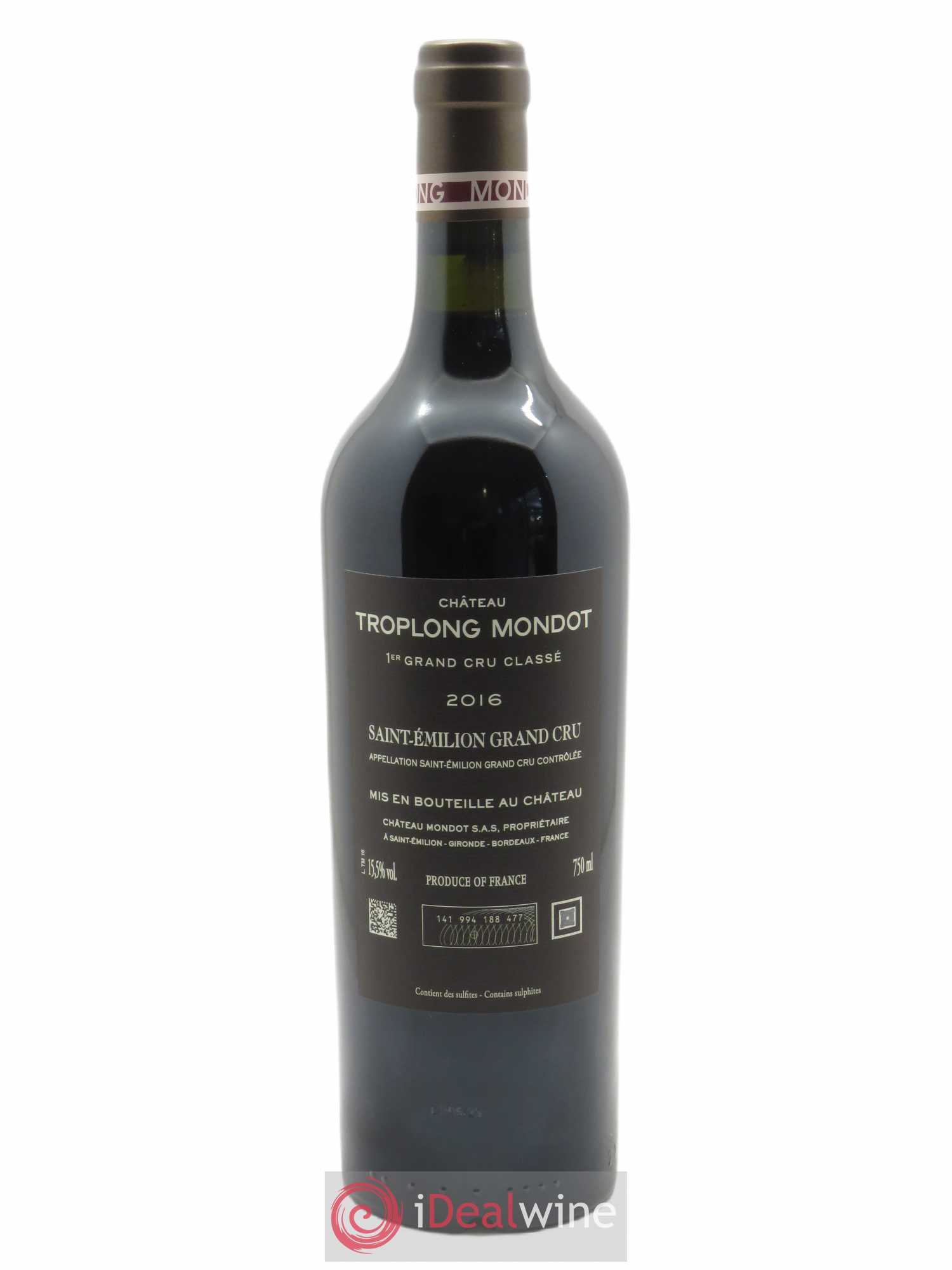 Château Troplong Mondot 1er Grand Cru Classé B (CBO à partir de 6 bts) 2016 - Lot de 1 Bouteille