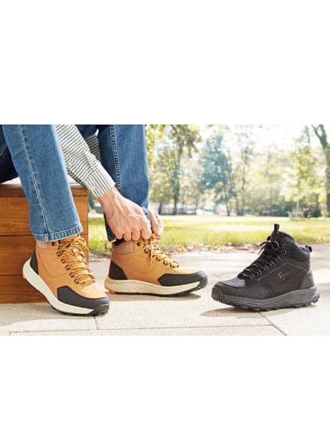 Schnürstiefelette mit kontrastfarbenen Nähten