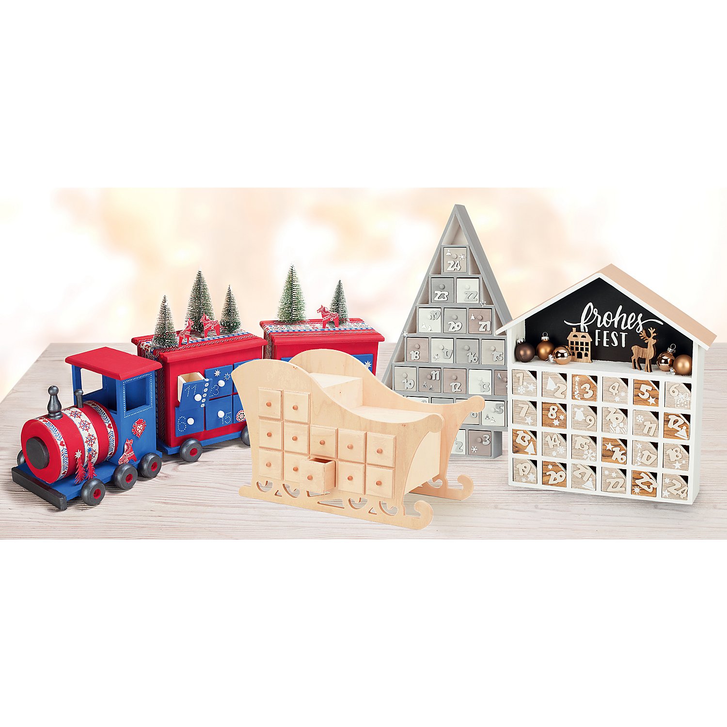 Deko-Tannenbäume, beschneit, 9–14,5 cm, 5 Stück