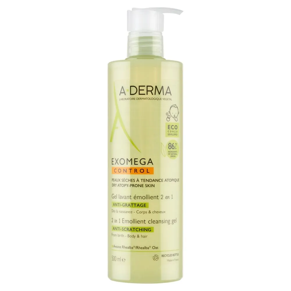 A-Derma Exomega Control 2-in-1 minkštinamasis valomasis gelis