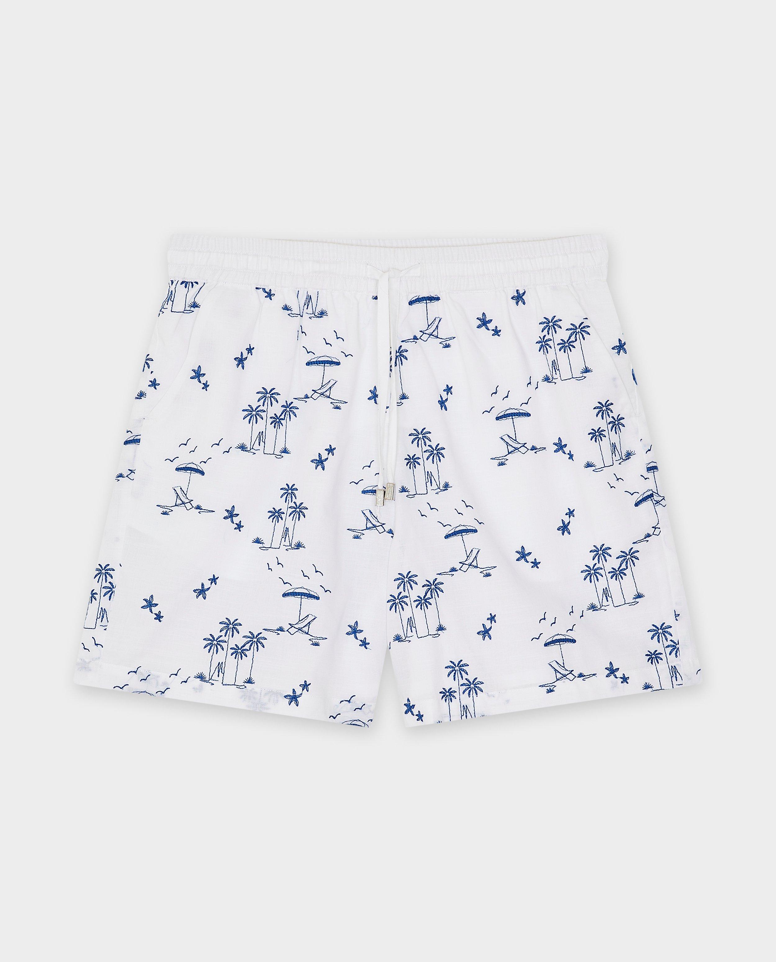 Pantaloni scurți Sora cu model brodat alb