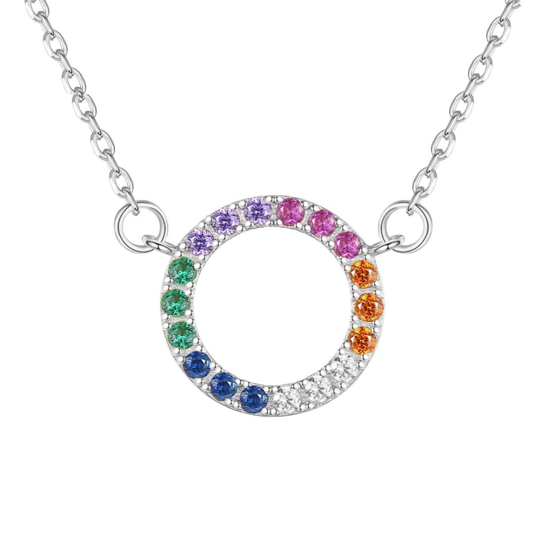 Bodorno Kette mit Anhänger Kette Damen mit buntem Anhänger aus 925 Sterling Silber, Wasserfest