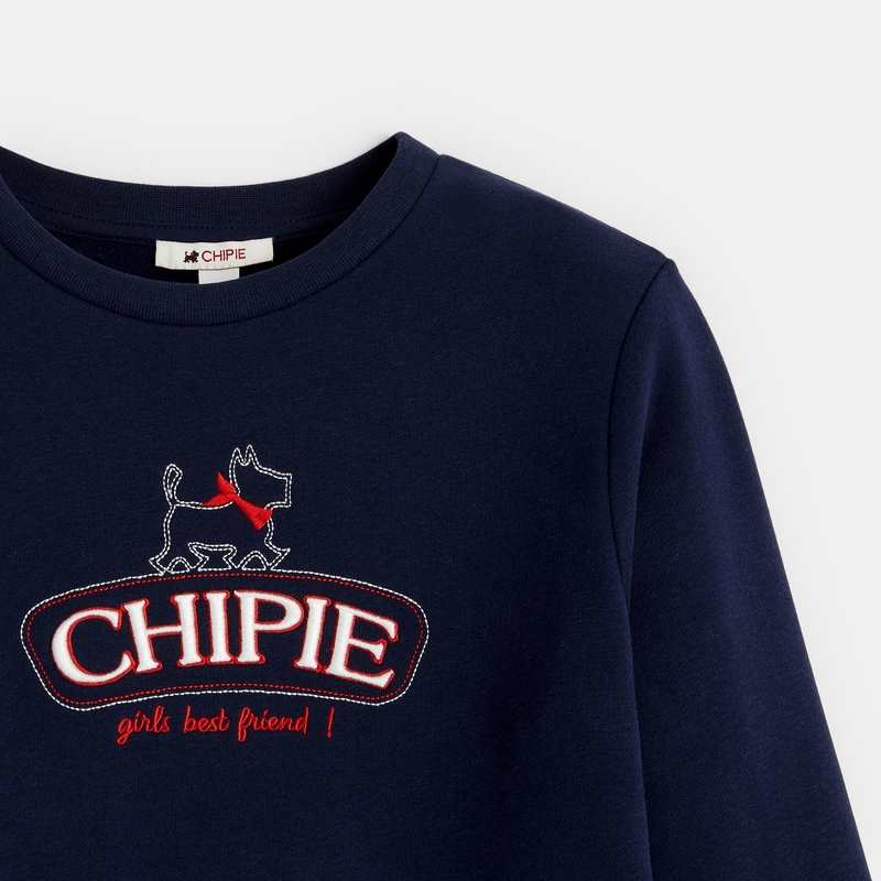 Sweat molleton brodé Chipie bleu fille