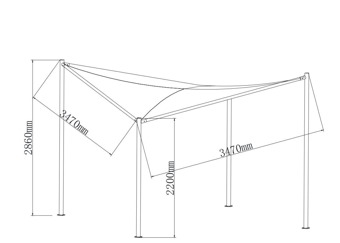 DEGAMO Pavillon ORLANDO, mit Stahlgestell schwarz, Maße 3,5x3,5 Meter, Plane weiss wasserdicht