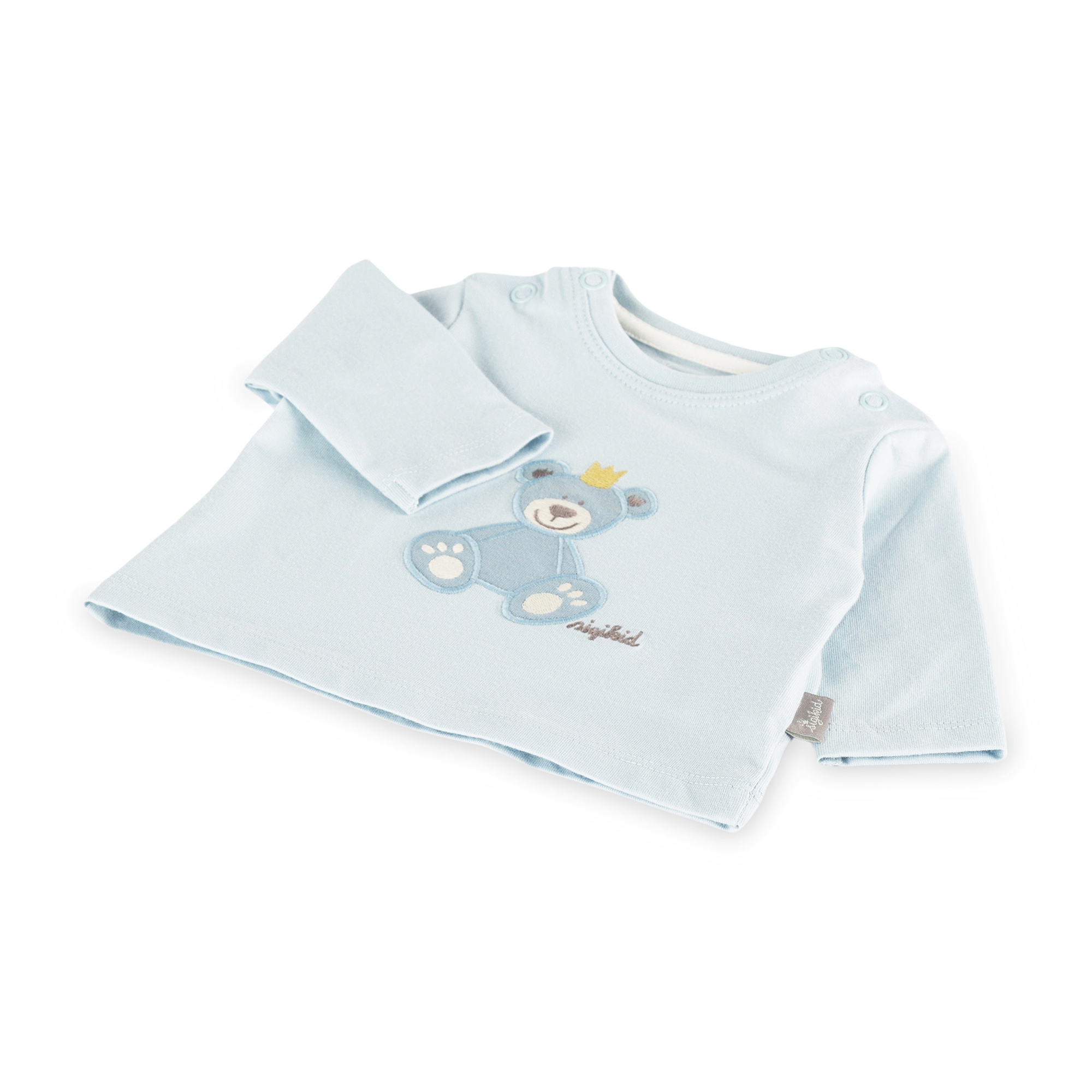 Baby Langarmshirt Krönchen Bär, blau