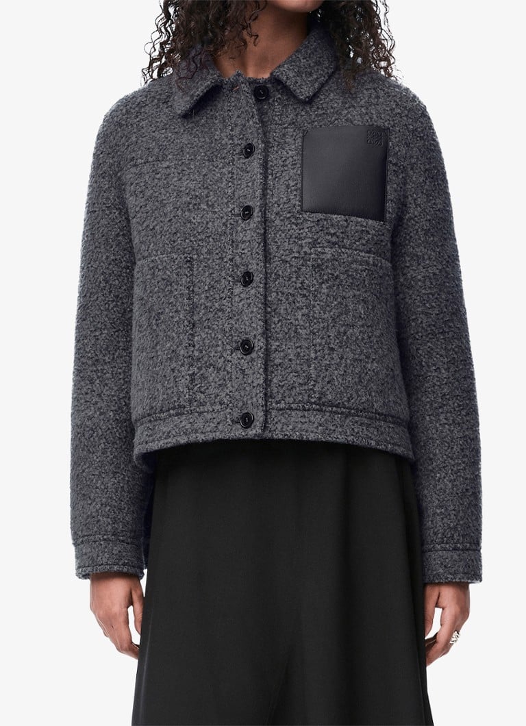 LOEWE Jacket in wool blend with lambskin details