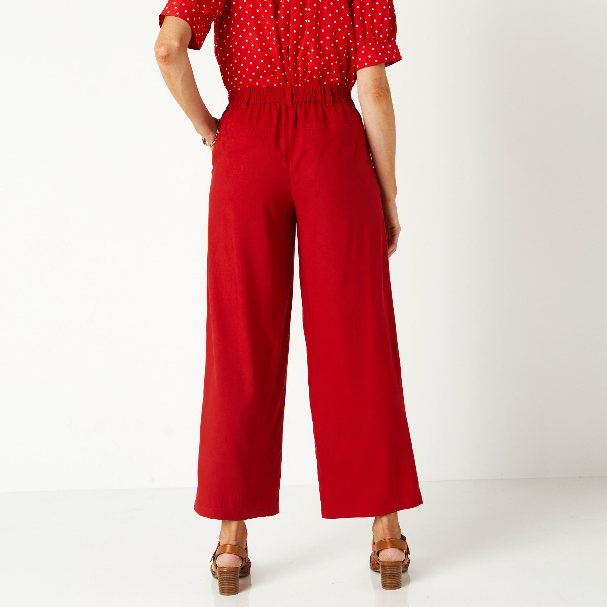 Pantalon raccourci large uni