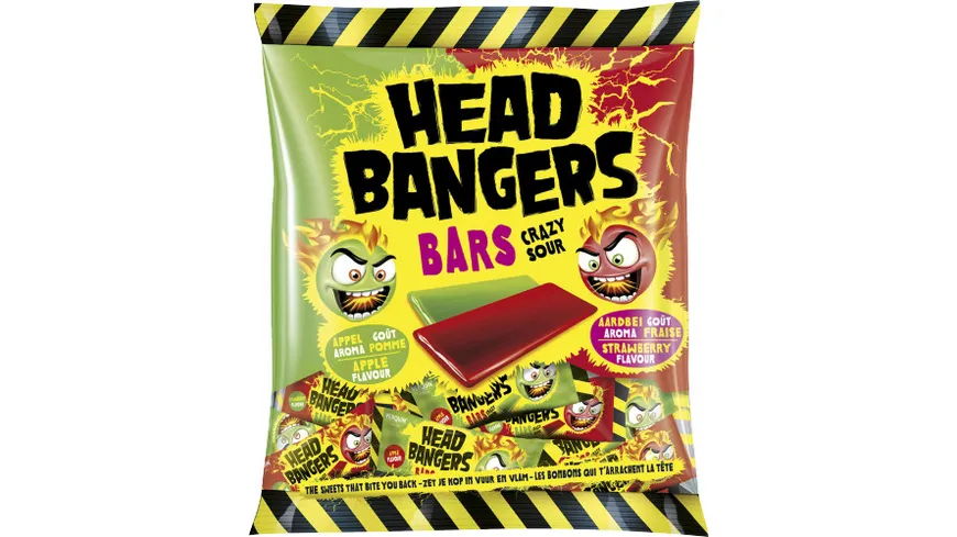 HEAD BANGERS Crazy Sour Kaubonbons Apfel & Erdbeere 250 g